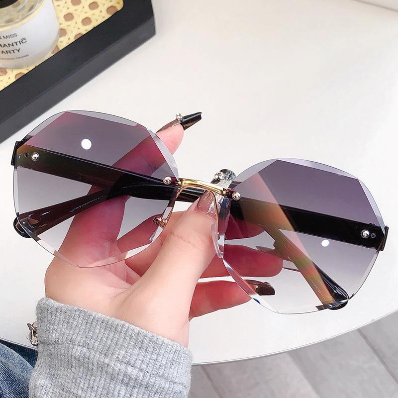 Fashion Frameless Trimmed Sunglasses Women'S Trend Versatile Irregular Frame Sunglasses Street Photo Uv Protection Glasses