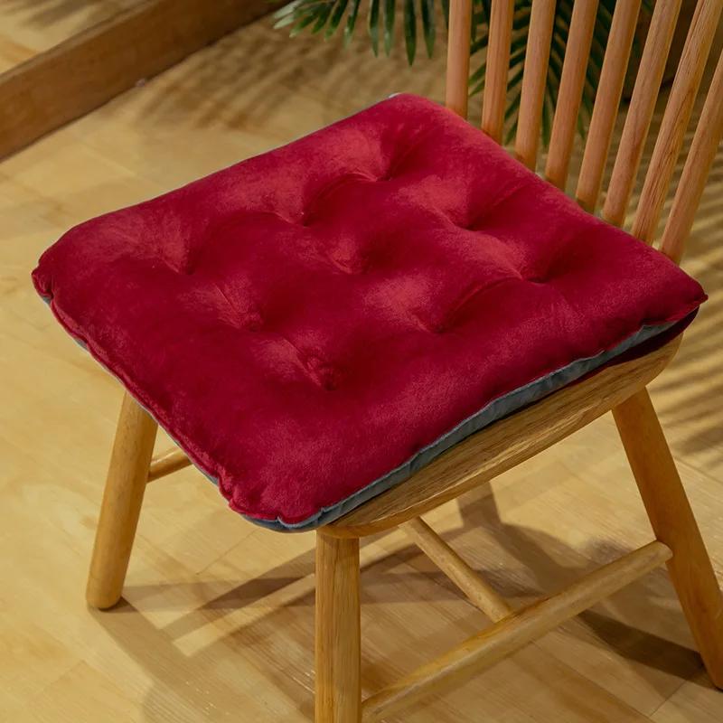 Solid Color Crystal Velvet Color-matching Chair Cushion Winter Warm Seat Cushion Student Stool Butt Office Chair Cushion