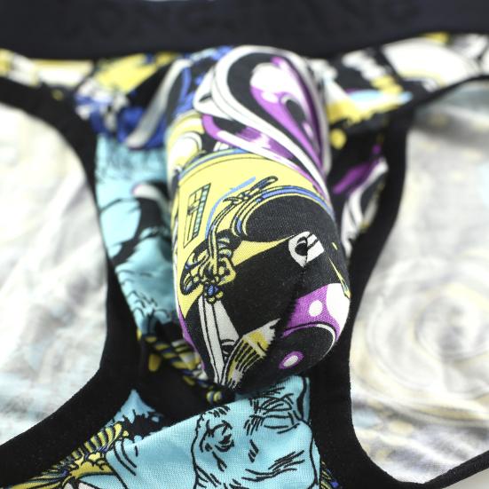 Thong Print Body Sculpting Cotton Blend Men Sexy U Convex Underwear for Rest Room