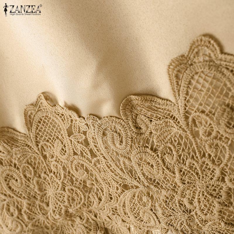 ZANZEA Women Casual Round Neck Lace Tassel Splice Loose Sleeveless Tank Tops