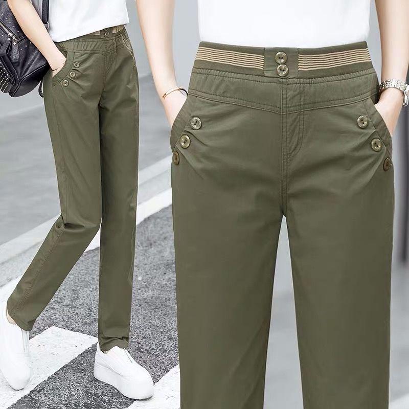 

Kids Military Green Slim-Fit Cargo Pants: Versatile Harem Style for Spring & Summer M 27 (75-90 lbs)