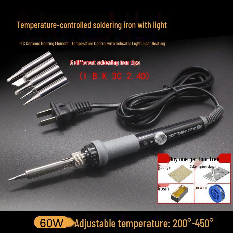 60W Adjustable Temperature Soldering Iron Kit for Electronic Repair - Long Life Inner Heating Type