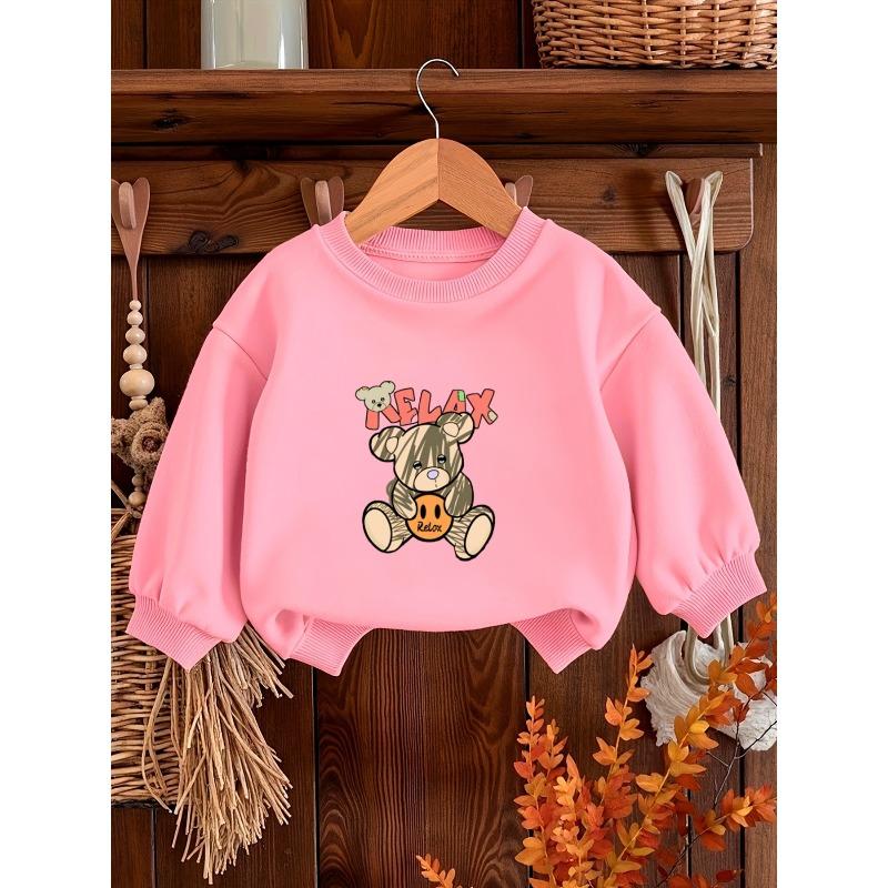 Kids Crewneck Sweatshirt, Bright Color Print, Spring Autumn Casual Tops