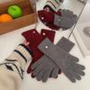 Knitted Woolen Finger-separated Gloves for Women Thickened and Cold-proof Korean Style Woolen Gloves for Winter Touch Screen Warmth