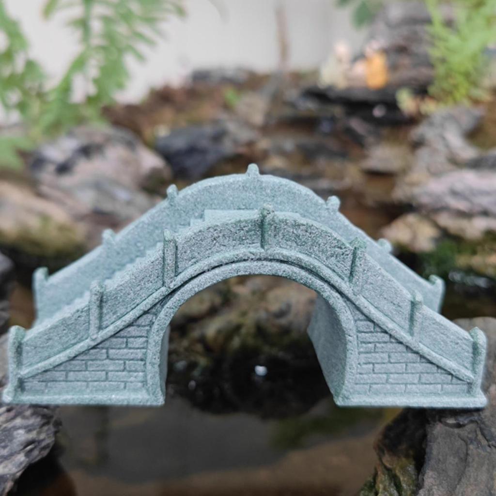 Pebble Bridge Small Boat Ornament: Miniature Water Bonsai Rockery Decoration for Floral Landscapes.