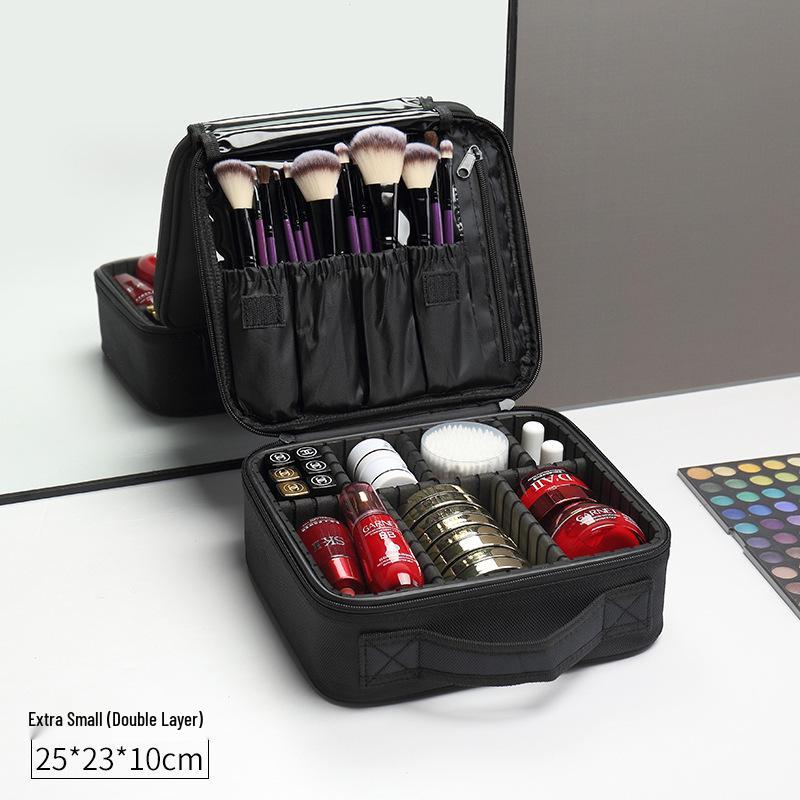 Professional Large Capacity Makeup & Nail Art Storage Box with Handheld Compartments