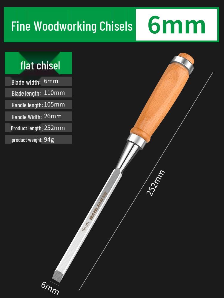 Carpenter's Woodworking Chisel Set with Wooden Handle - Flat, Shovel, Knife, Carving, Grooving, and Planing Tools