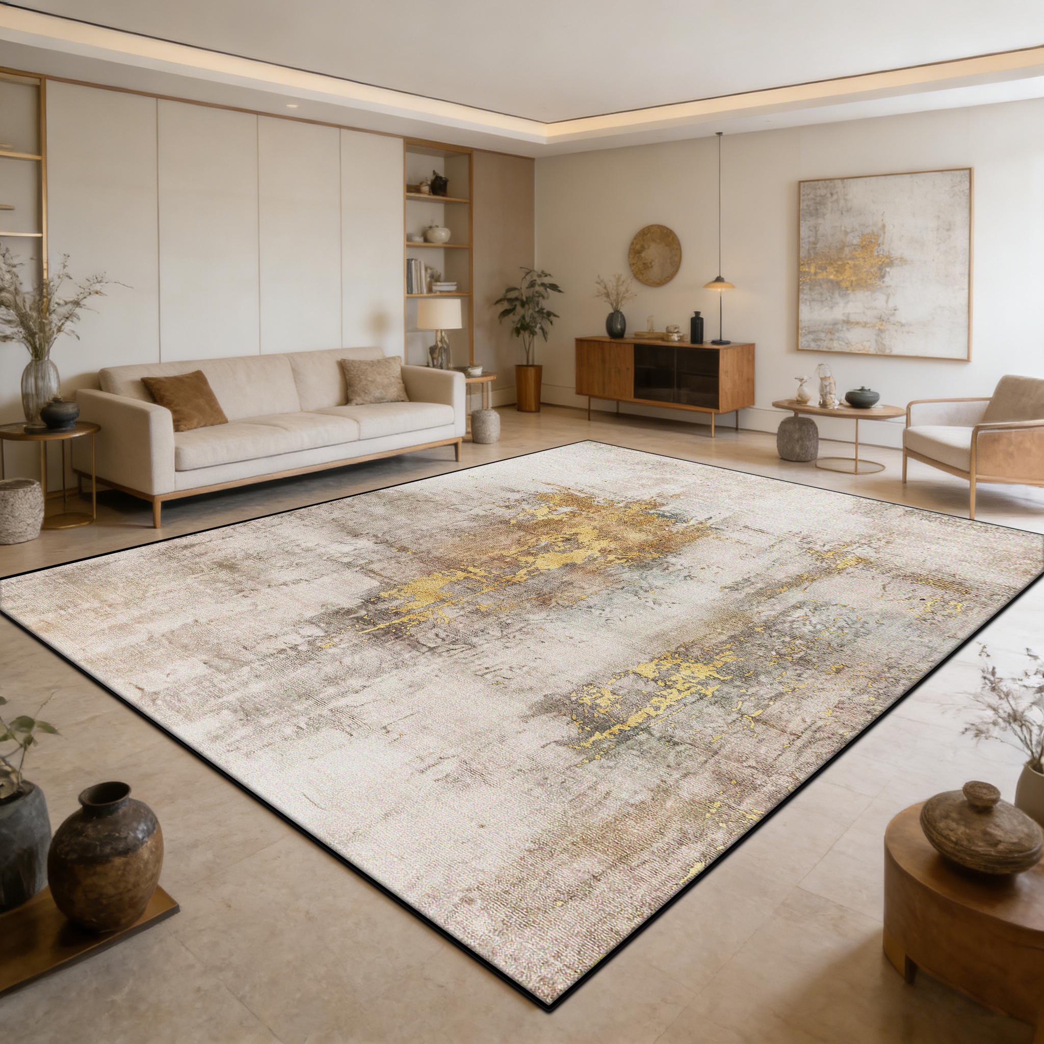 

Abstract Decoration Large Area Living Room Rugs Ink Wash Light Luxury Washable Carpet for Bedroom Dining Room Non-slip Foot Mat 50x80cm