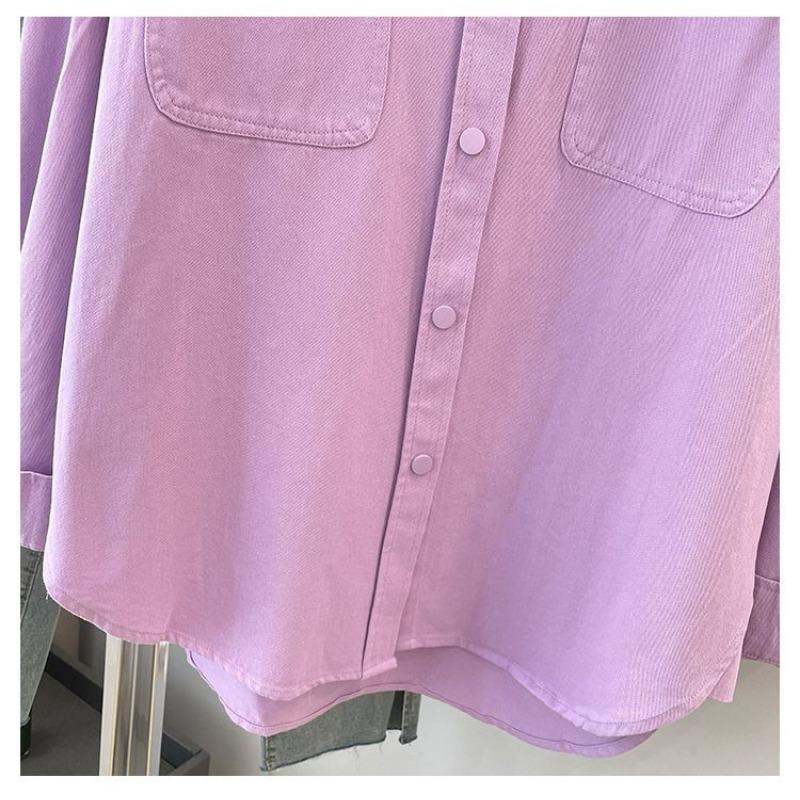Women's Oversized Casual Shirt Beige Long-Sleeve Lapel Button Down Top
