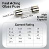 Car Fast-Blow Glass Tube Fuses 0.1A~35A Quick Blow Car Glass Tube Fuses Assorted Kit for Car Light Inflator