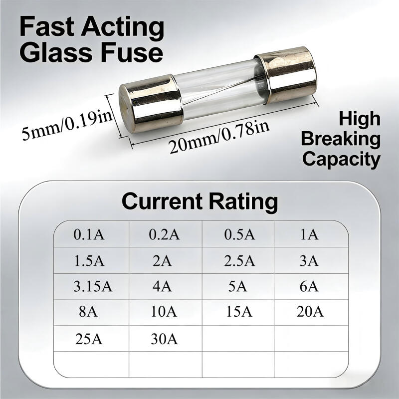 Car Fast-Blow Glass Tube Fuses 0.1A~35A Quick Blow Car Glass Tube Fuses Assorted Kit for Car Light Inflator