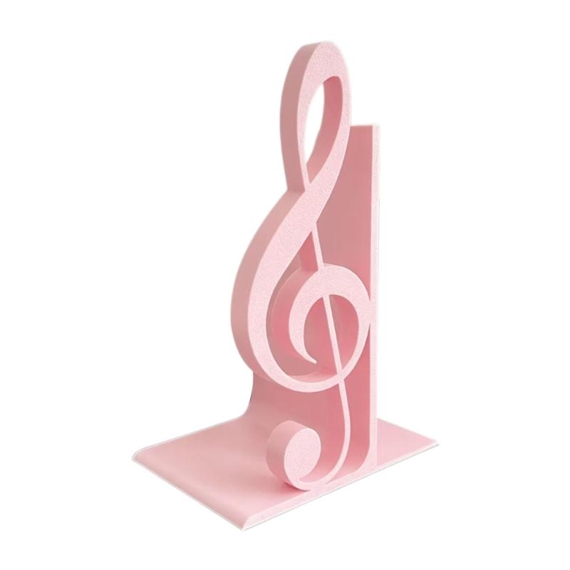 Musical Note Bookend with Flat Base Decorative Vertical Book Stoppers for Bookshelf, Desktop, Holiday Party Displays