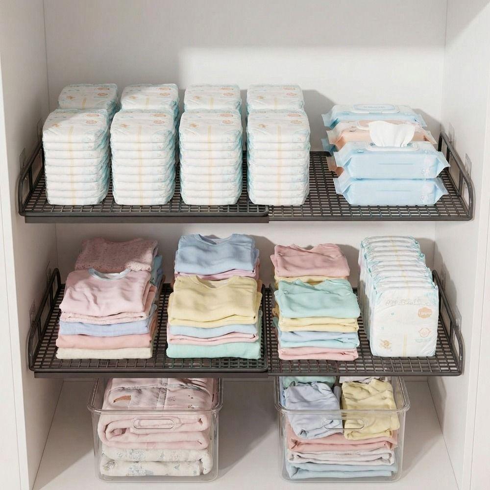 Adjustable Expandable Cabinet Sorting Board No-Drill Telescopic Closet Shelf  DIY