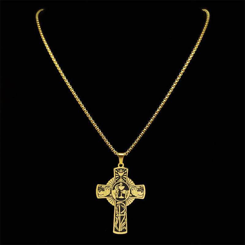 **Holy Body Halo Cross Necklace In Stainless Steel**