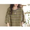 Women's Striped 2 Piece Outfits Casual Loose Short Sleeve T-shirt & Shorts Set Summer Loungewear Plus Size Homewear