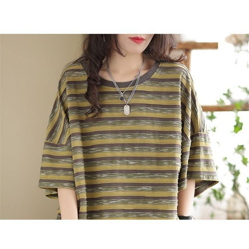 Women's Striped 2 Piece Outfits Casual Loose Short Sleeve T-shirt & Shorts Set Summer Loungewear Plus Size Homewear