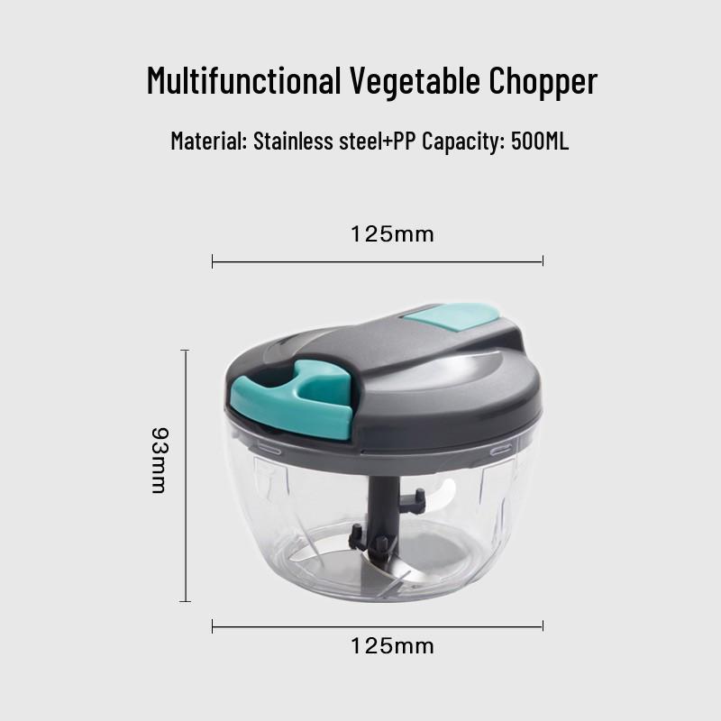 

900ML Manual Blender, Vegetable & Meat Chopper, Garlic Press, Dumpling Filling & Chili Cutter.