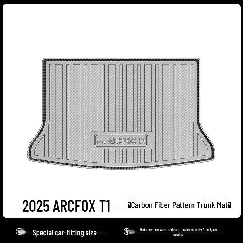 2025 BAIC Jihu T1 TPE Eco-Friendly Floor, Trunk, Backrest, and Carbon Fiber Textured Rear Cargo Mats.