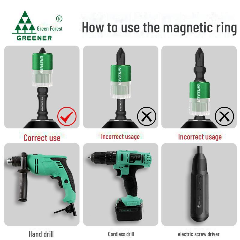 Green Forest High-Strength Double Cross Magnetic Drill & Screwdriver Anti-Slip Bit Set
