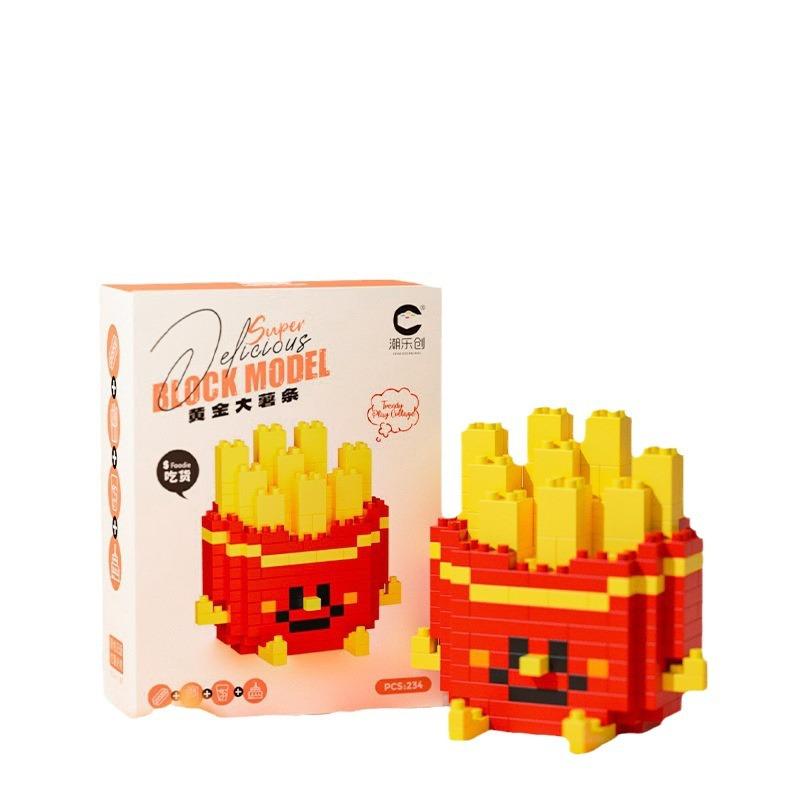 Creative French Fries Burger Fruit Puzzle Micro-Particle Building Block Toy