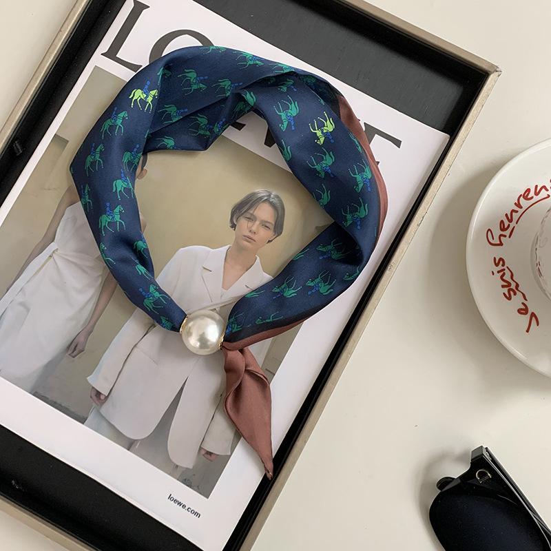 Elegantes Perlen-Schwanz-Magnetverschluss-Schal Einfache Mode Vielseitige Damen Frauen Seidenschal Künstlerische Accessoires Nackenwickel Schals