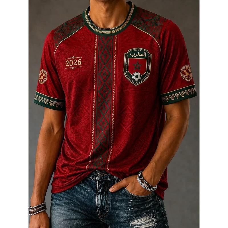 Bobby 2 Nieuw Marokkaans traditioneel voetbalshirt voor de zomer van 2026, ademend, modieus en casual, speciale editie voor voetbalfans. 3XL