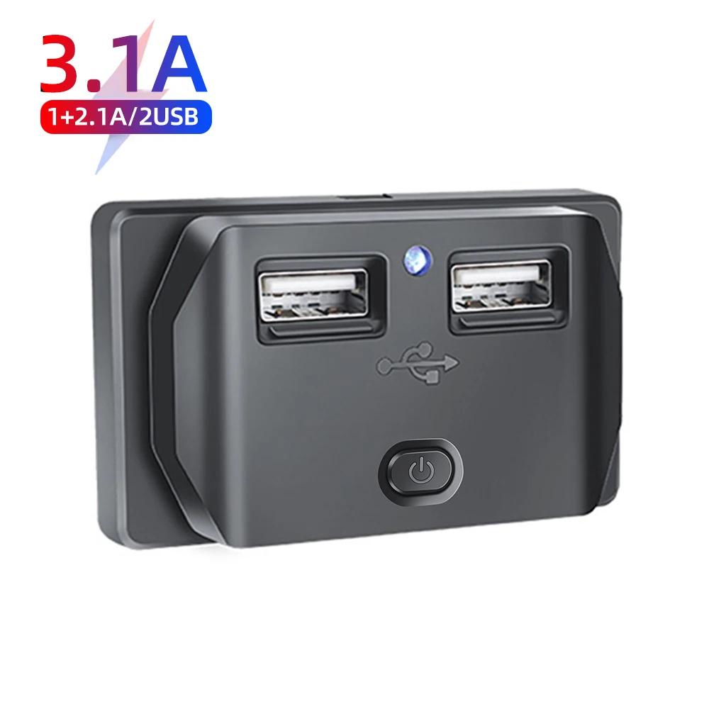 Waterproof DIY RV Car USB PD Charger Socket 2 Port Power Outlet Panel Mount DC5V/3.1A 12V 24V for Car RV Bus Truck