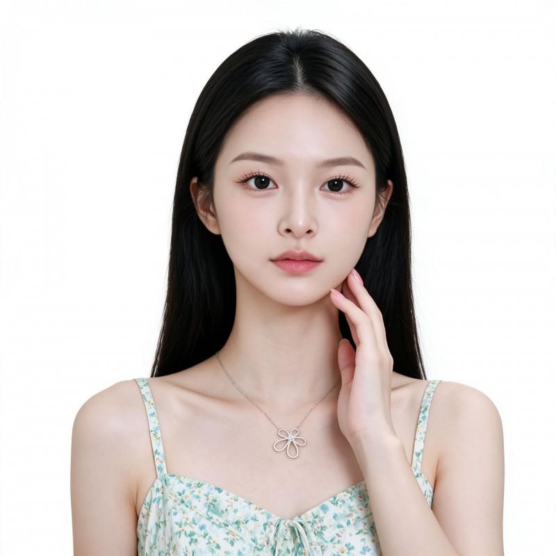 Womens Flower Necklace Minimalist Fashion Zircon Clavicle Chain Original Design Influencer Style