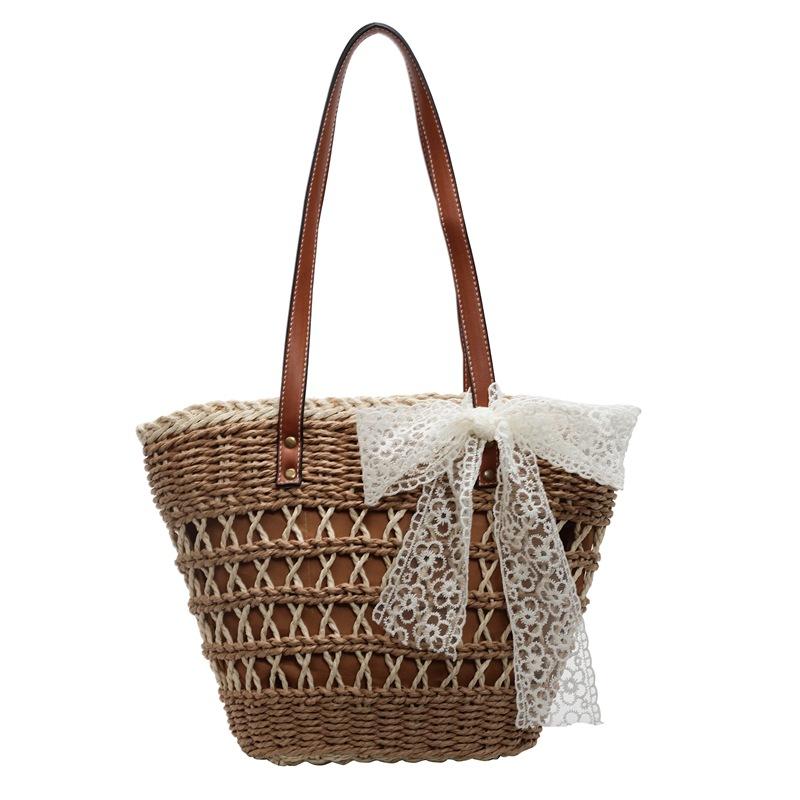 

Spring and Summer Hollow Straw Woven Bag Casual Large-capacity Vacation Style Shoulder Women s Bag Perfect for Everyday Use, Travel & Beach Outings хакі