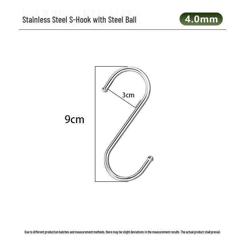 Gureide Stainless Steel S-Hooks with Steel Ball Head, 20-Pack