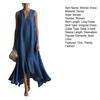 Women's Long Denim Dress Casual Loose Sleeveless V Neck Maxi Dress