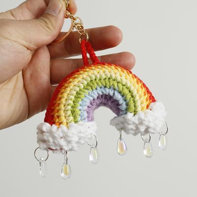 Handmaking Rainbow Crochet Keychain For Gifts Knitting Rainbow Keychain Cute Rainbow Pendant Keyring Custom Accessory