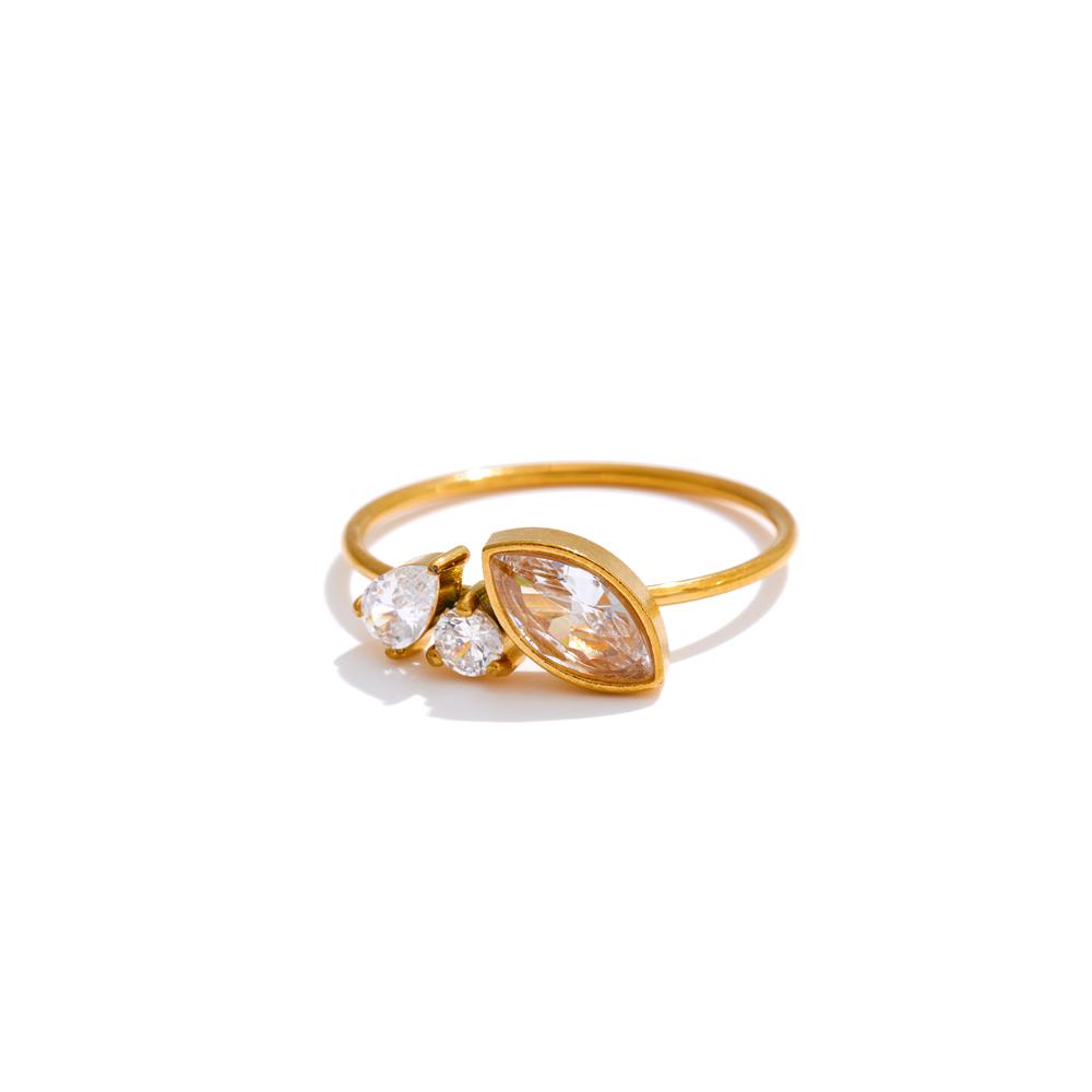 

Yhpup Size 6 7 8 Delicate Shiny CNC Cubic Zirconia Ring High Quality 18K Gold PVD Plated Stainless Steel Finger Jewelry Gift 8