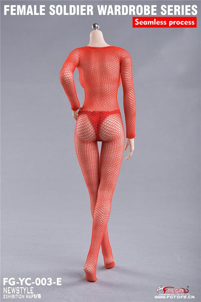 Fire Girl Toys Red Soldier Wardrobe Series Seamless Mesh Socks for Scale Action Figures and Not [TOYBARJAPAN] FG-YC-003E Women's 1/6 (Body, Head,