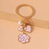 Cute Enamel Pink Love Heart Keychain Rose Flower Key Rings Pendant for Key Holder Women Girls Handbag Pendants DIY Jewelry Gifts