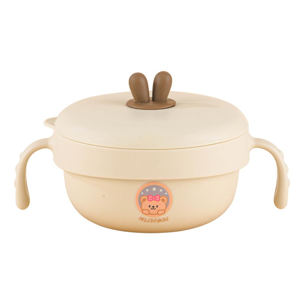 316 Stainless Steel Rice Bowl Children Tableware Anti-scald Food Container With Cutlery Double Handle Kid Feeding Bowl