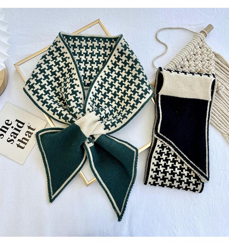 Damen Hahnentritt Schal - Koreanischer Stil, Herbst/Winter, Warmer & Niedlicher Kragen, 2022 Erweiterte Kollektion