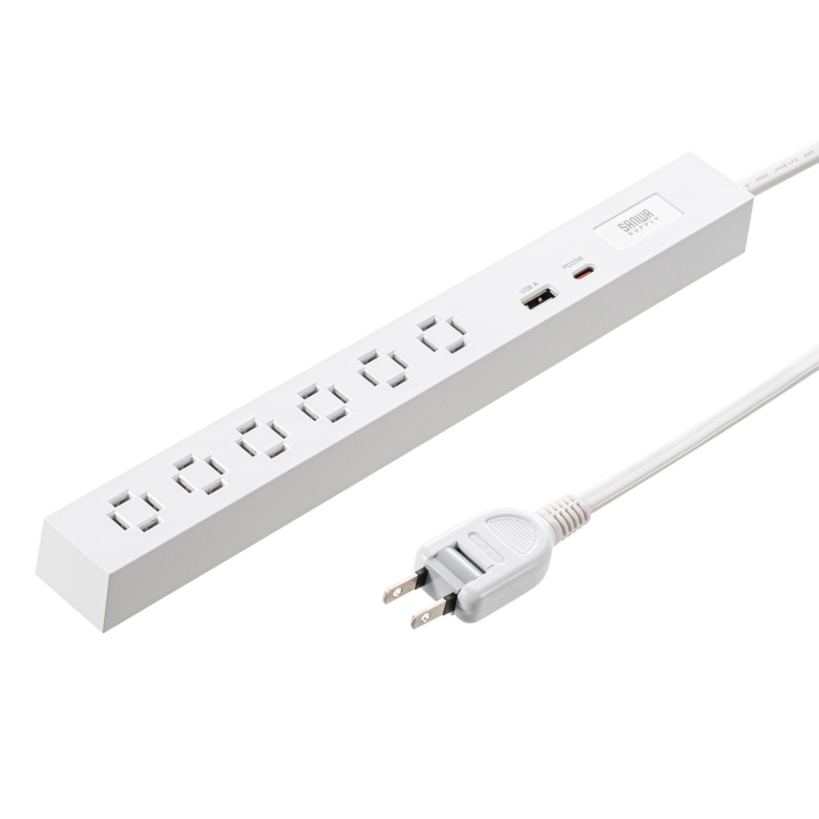 

Sanwa Supply Slim Tap AC (6 Outlets, A1+C1, PD33W, 1.5m, White) TAP-SLIM6UC-15W білий