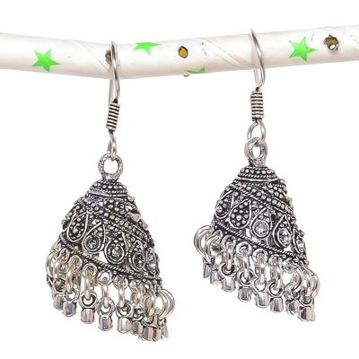 Natural Indian Look Jhumki Gemstone Silver Tribal Bali Earring 1.97" B7r71