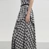 ELLE French Plaid Fashion Comfortable Versatile Cami Maxi Dress Women dresses EL51410