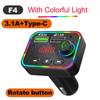 F4 Car Mp3 Bluetooth-compatible Adapter Colorful Breathing Light Qc3.1A U Disk Music Player Dual