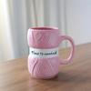 Taza de Cerámica Tejida Novedosa Tazas de Café Leche Té Coloridas de Lana con Asa Hogar Oficina Vajilla Tazas Regalos de Cumpleaños Navidad
