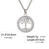 Tree of Life Clear Zircon Round Pendant Necklace Women Stainless Steel Gold Color Neck Chains Luxury Jewelry Wedding Gift