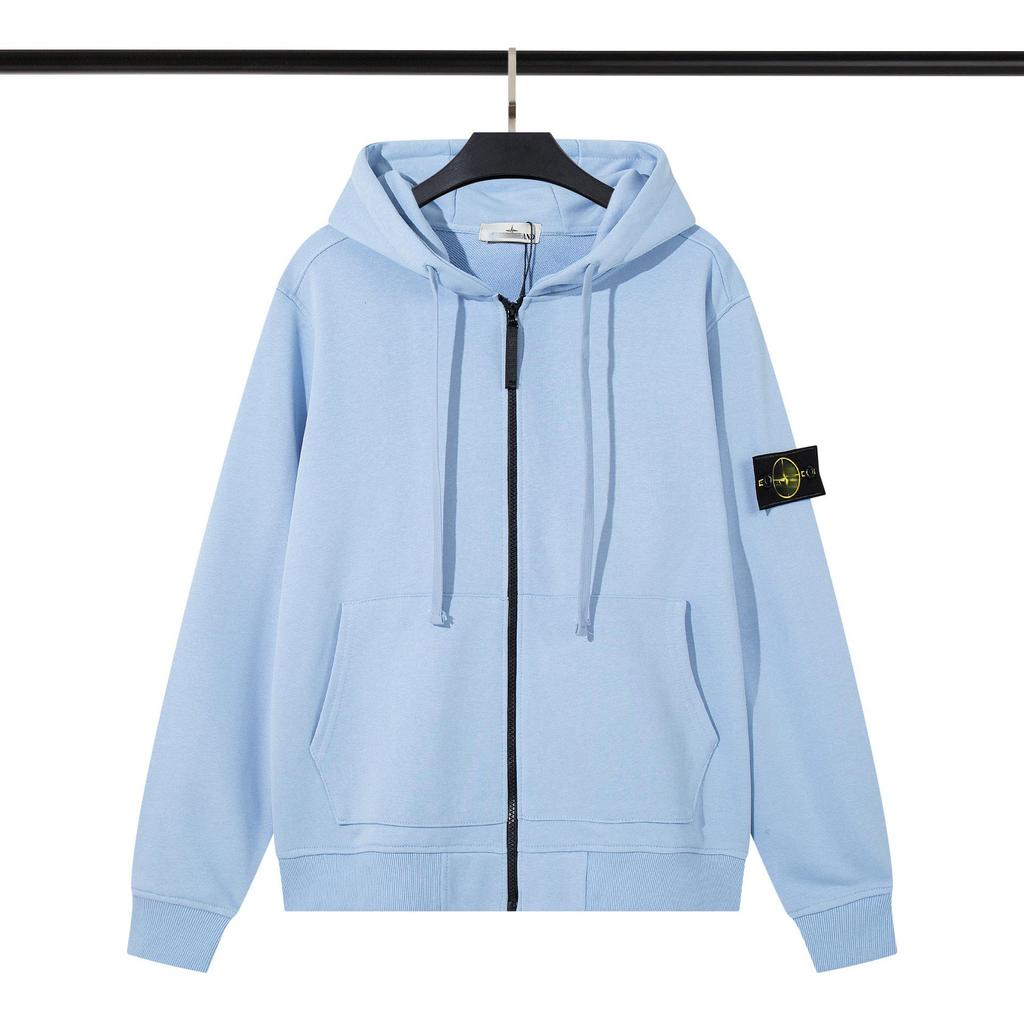 Einfarbiges Kapuzen-Sweatshirt mit Abzeichen - Island Tide Version