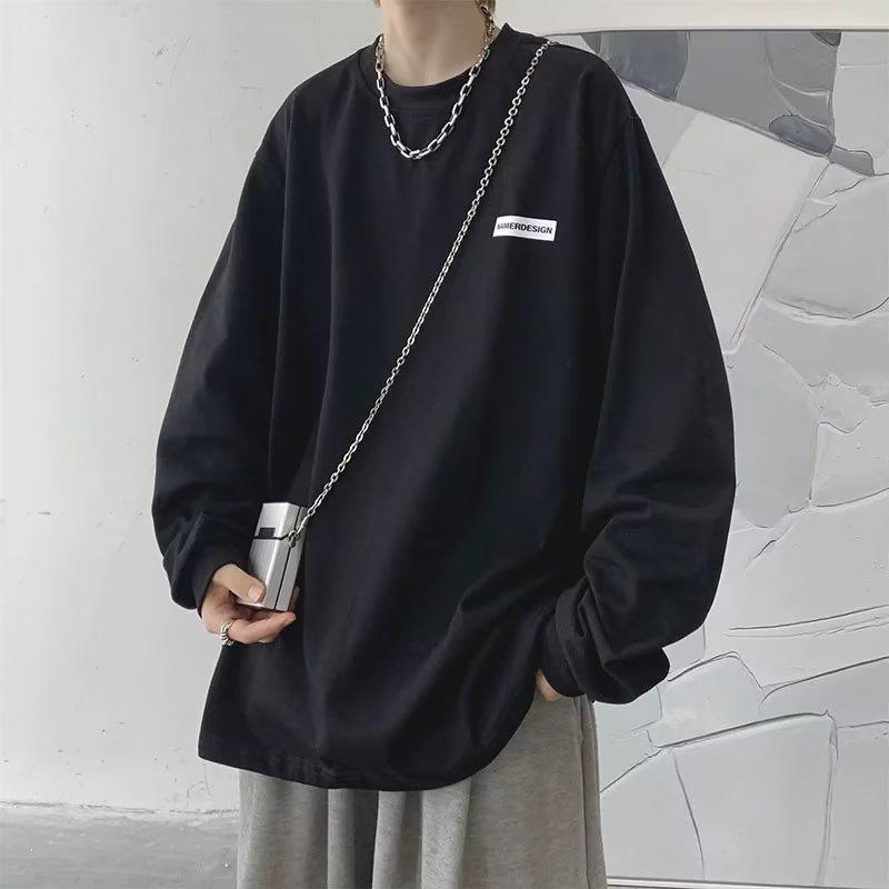 

Мужской американский ретро свитшот с длинным рукавом, тяжелый, стиль весна/осень 2023. L чёрный