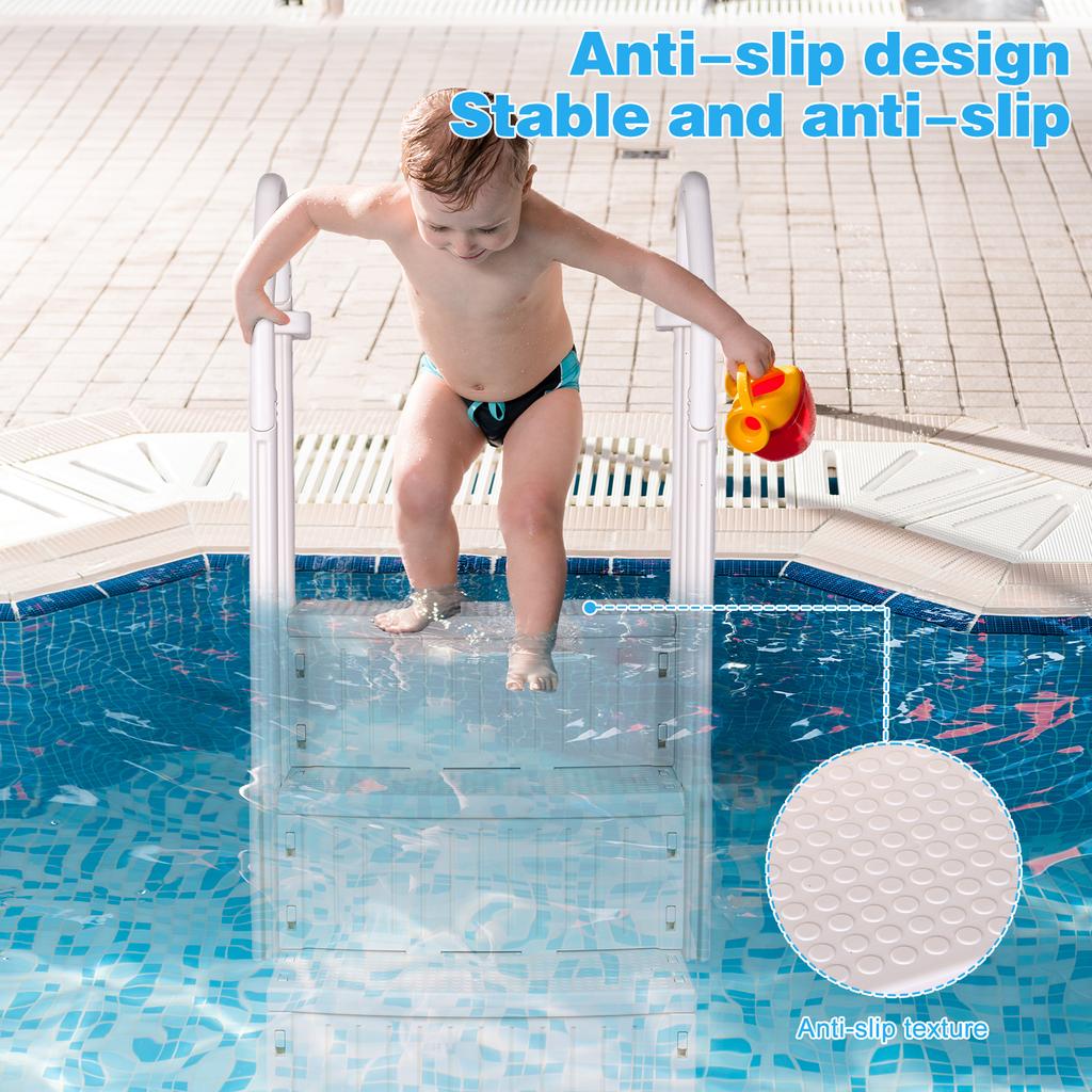Plastic Pool Escalator Anti-Slip Slip Resistant Detachable Pool Ladder Lightweight for Various Sizes Swimming Pools
