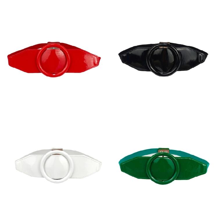 Elegant Elastic Waist Belt For Women Round Buckle PU Waistband For Everyday Wear Casual Outfit All Matching Waist Decors