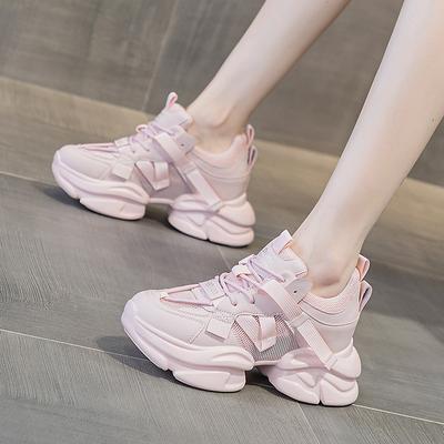 Thick-soled Heightening Shoes Dance Shoes Daddy Shoes Tide Leather Surface Soft Sole Sports Casual Shoes Women
