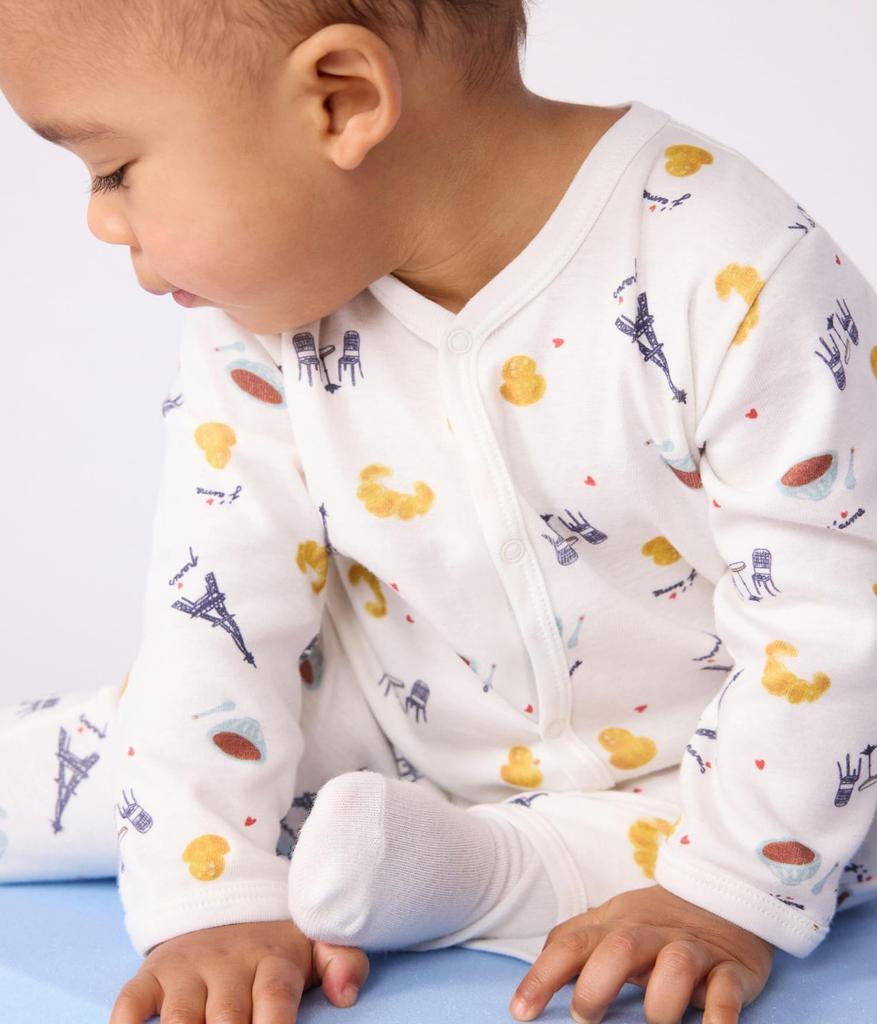 Petit Bateau Footless Romper 6 Months A0E0C, Off-White/Multicolor, 67cm,