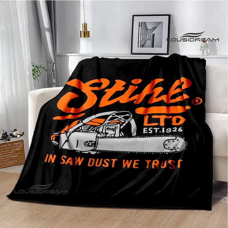 3D logo Stihl tištěné deky piknikové deky Teplá flanelová deka Měkká a pohodlná deka Potahy na postel do domácnosti Dárek k narozeninám
